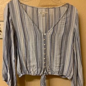American Eagle Button Down Tie Front Top